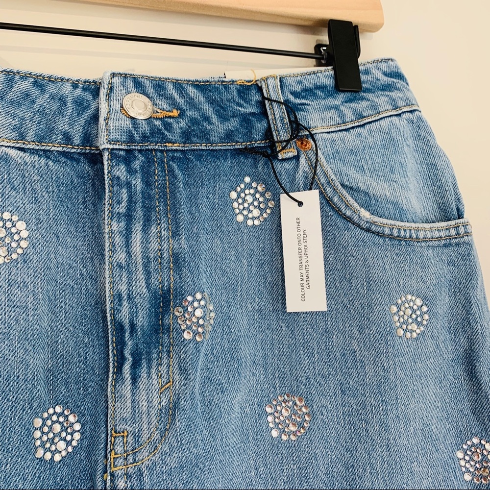 NWT TOPSHOP Denim Stud Skirt - Picture 3 of 8